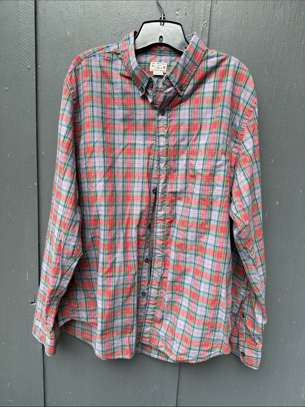 J. Crew Red-Green- Gray- Blue Plaid Button-Down Shirt